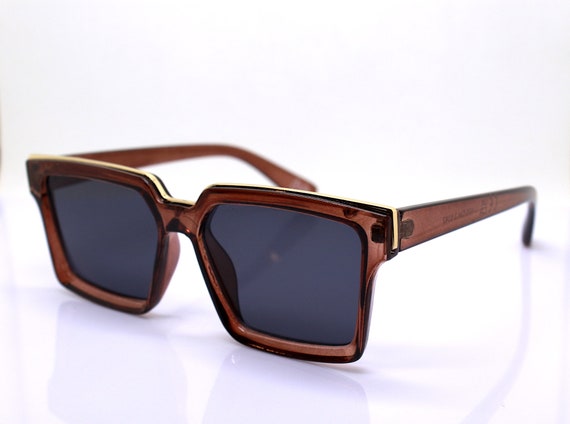 Classic oversize square sunglasses man woman tran… - image 5
