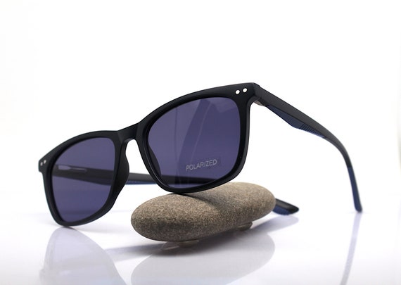 Classic shape square oval sunglasses man dark blu… - image 6
