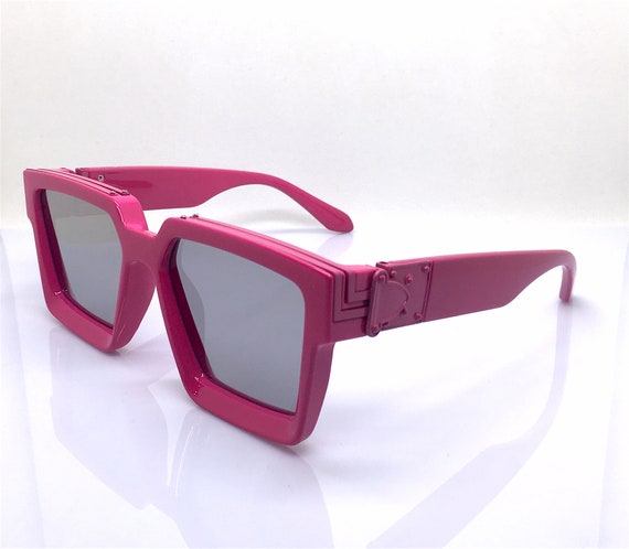 Big Square Sunglasses Oversized Man Woman Purple Frame Mirror 