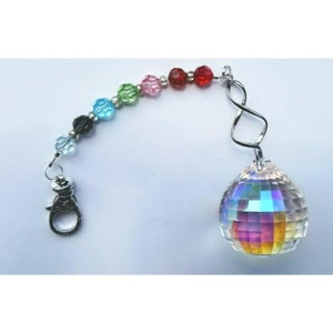 Handmade Crystal Ball Sun Catcher 40mm Ab 4&quot; Swarovski Chakra Crystal Multicolor Beads and Clasp
