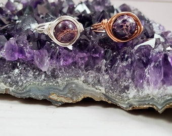 Purple Jasper Ring, Wire Wrapped Ring, wire wrapped Jewelry, minimalist Jewelry, Friendship ring, Valentines day Gifts for her, gift for mom