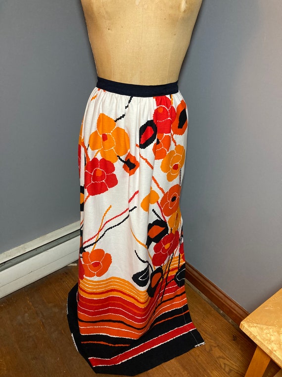 Gorgeous 1970s Homemade Maxi Skirt Sunset Colored 