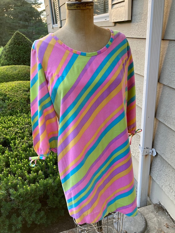 Sweet Vintage 1960s Knee Length Rainbow Dress - image 1