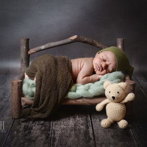 Rustic Bench, Newborn Photography Prop, Wood Log Bed - Ready to Ship
