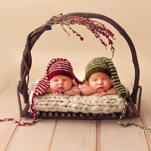 Rustic Bed with Arch, Newborn Photography Prop, Wood Log Bed - Ready to Ship