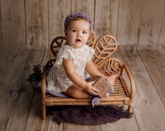 Rattan Peacock Throne Bed, Newborn Photography Prop, Bamboo Chair - Ready to Ship