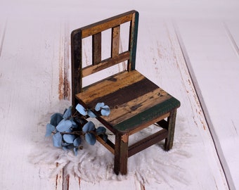 Small Reclaimed Wood Chair, Newborn Photography Prop - Ready to Ship