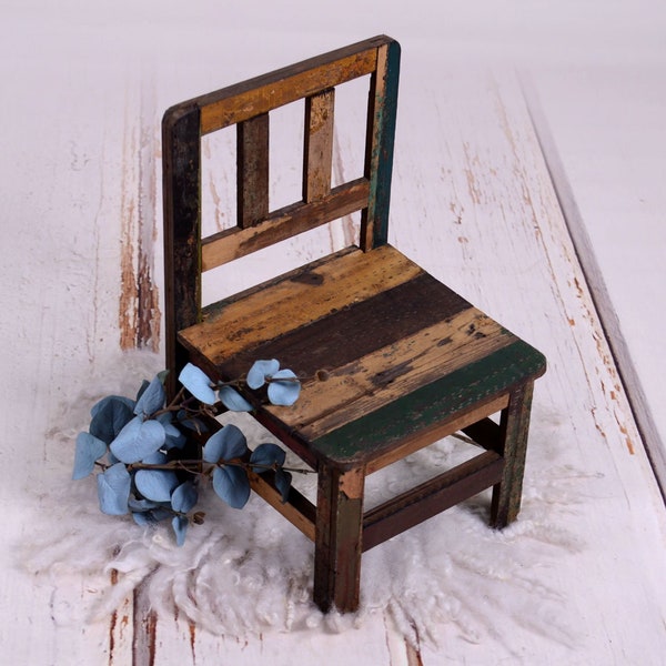 Small Reclaimed Wood Chair, Newborn Photography Prop - Ready to Ship