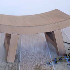 Curved Vintage Bench - Model 2 - Light Brown, Newborn Photography Prop, Wooden Bench - Ready to Ship
