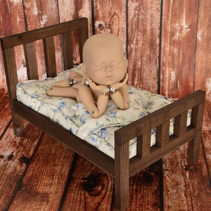 Rustic Bed - Straight Headboard - Brown, Newborn Photography Prop - Ready to Ship