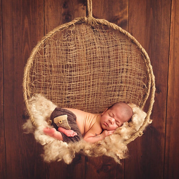 Round Rustic Swing - Floor Hammock / Swing, Newborn Photography Prop - Ready to Ship