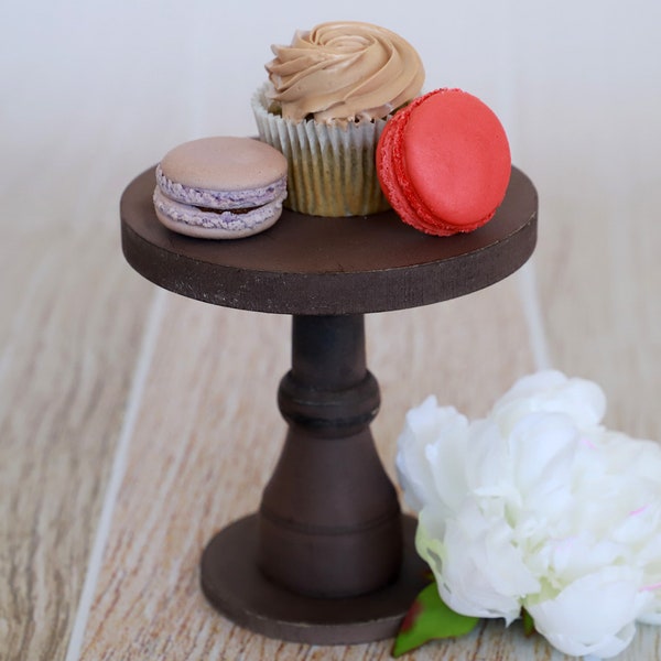 Rustic Cake Stand - 6.5in Tall - Brown, Newborn Photography Prop - Ready to Ship