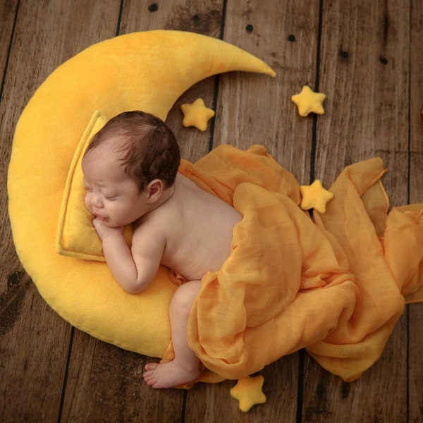 Moon Pillow Set - Yellow - Posing Aid for Newborn Photography (filled) - READY TO SHIP