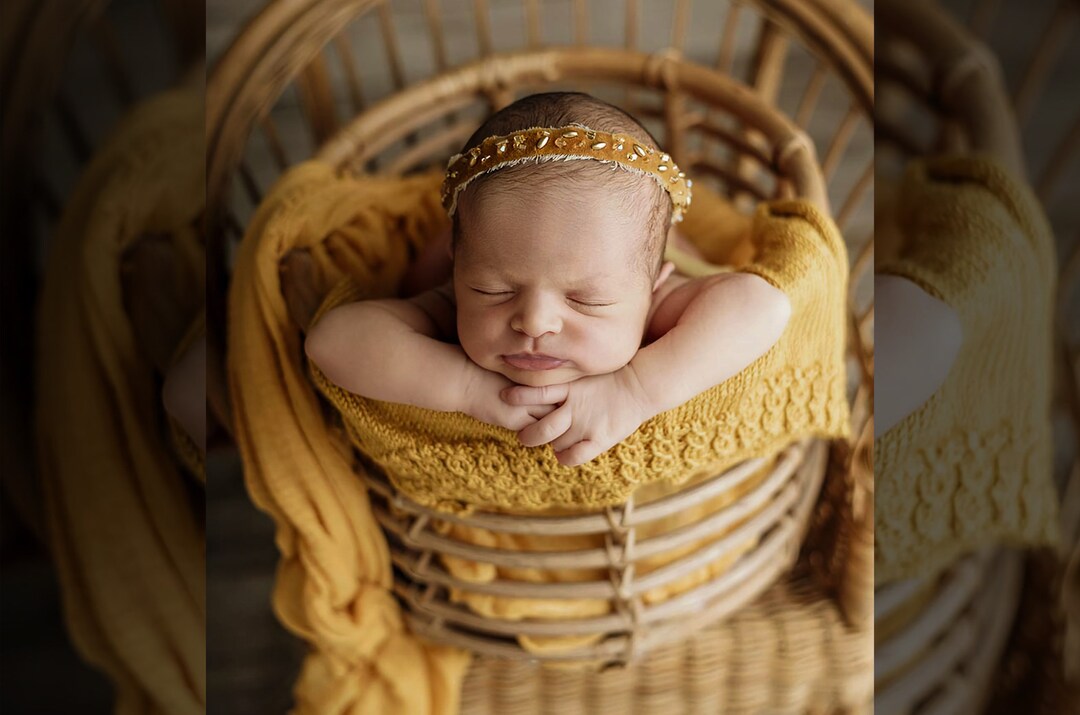 Rustic Rattan Basket, Newborn Photography Prop, Wooden Bowl Ready to