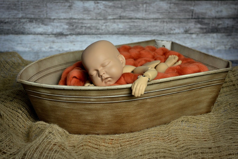 Boat Shaped Bathtub Metallic Newborn Photography Prop Ready To Ship