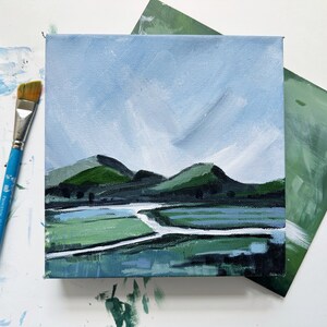 Blue Stripe Marsh Coastal landscape painting, salt marsh painting, beach house art, coastal decor, original oil painting, coastal decor