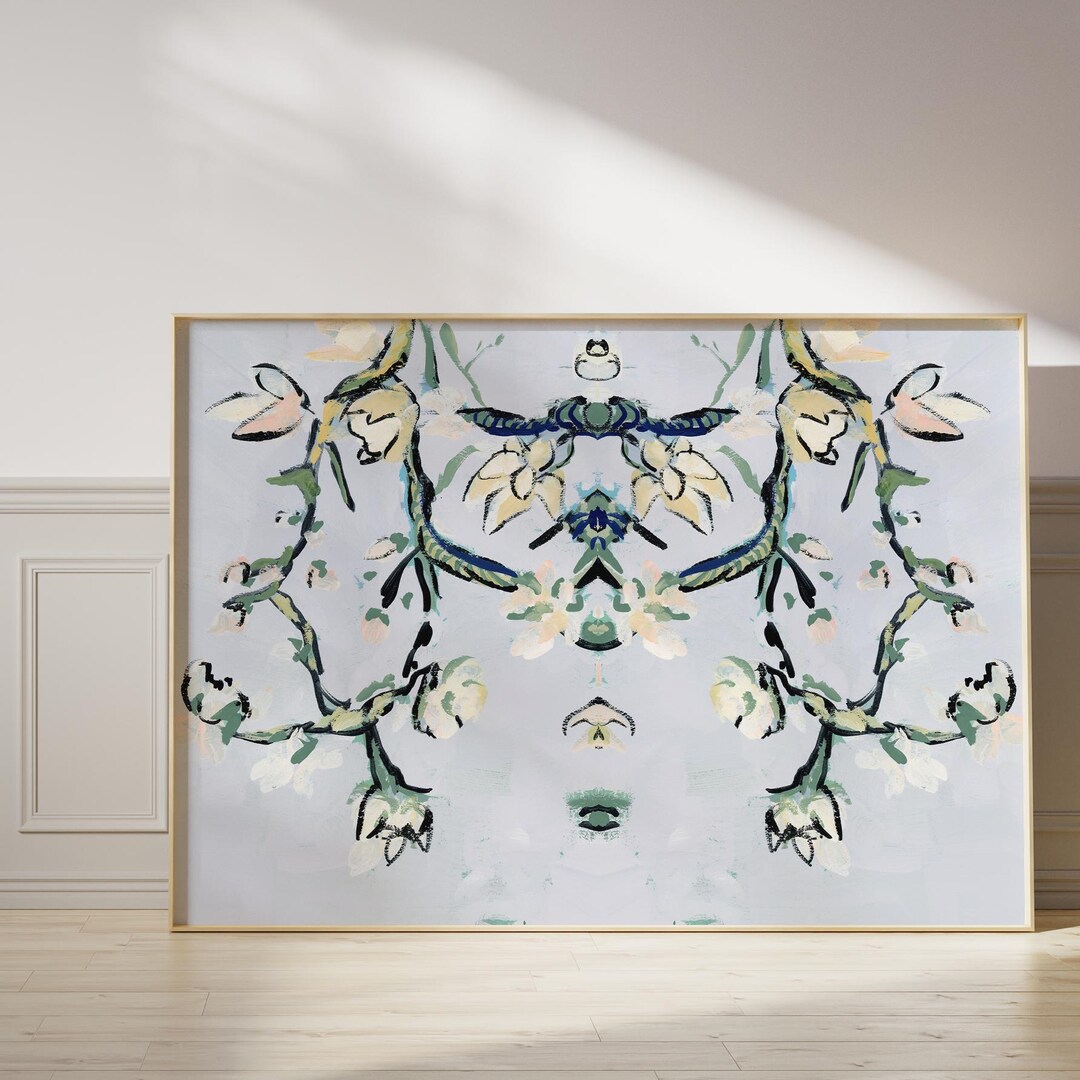Queen Amytis Abstract Floral Art Print, Modern Wall Art, Gray ...