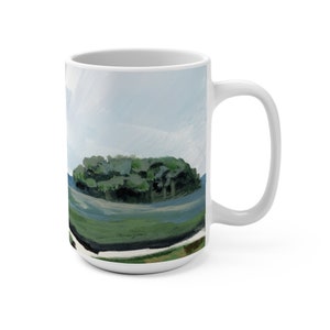 Salt Marsh Mug, Mug with painting of marsh, Salt Marsh Painting, Beach Kitchen, Coastal Kitchen Decor, Marsh gift, green mug, green kitchen image 3