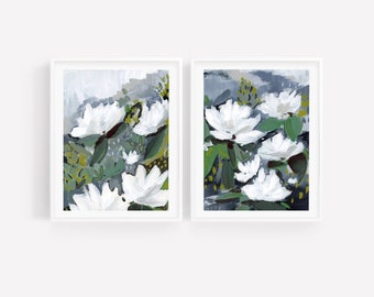 Magnolia Print Set, Abstact Floral Art, Botanical Prints, Floral Art Print, Large Wall Art, Large Print, Magnolia Prints, Set of Prints