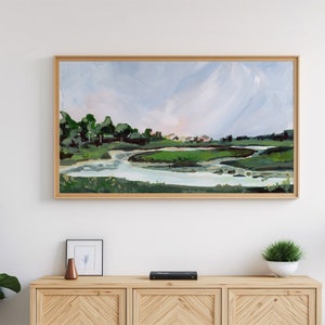 Samsung Frame TV Art, Coastal Landscape Painting, Samsung Art TV, Coastal Art, Ocean Marsh Digital Download for Samsung Frame, Maine
