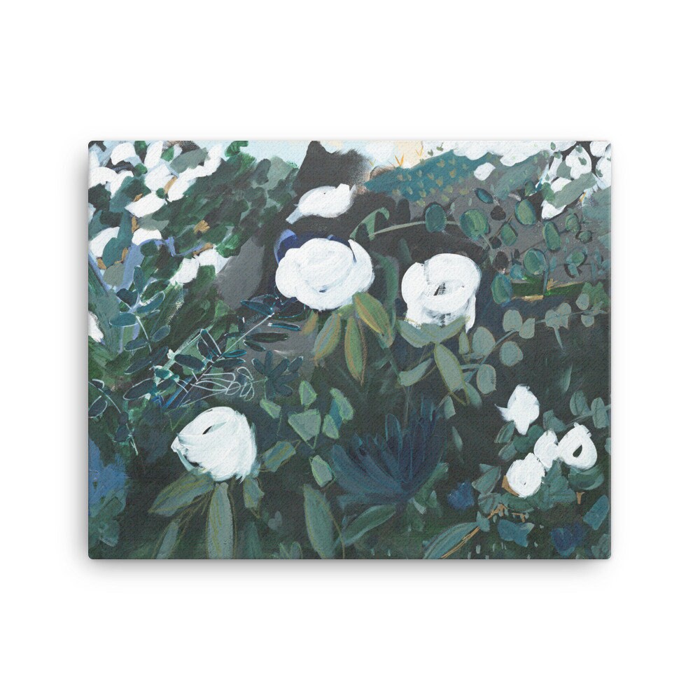 Floral art print on canvas Abstract Floral Painting black Etsy
