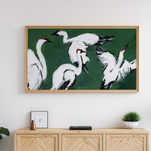 Samsung Frame TV-Kunst, modernes Kranichgemälde, Samsung Art TV, Vogelgemälde, Sandhill-Kranich, Kranich-Dekor, digitaler Download für Samsung Frame