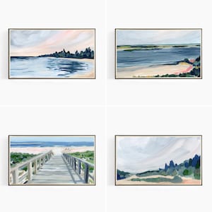 Samsung Frame TV Art Bundle, 4 Coastal Landscape Paintings, Art for Samsung TV, Beach Digital Download for Samsung Frame, Digital Download