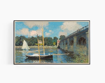 Samsung Frame TV Art, The Bridge at Argenteuil, Classic Painting, Samsung Art TV, Monet Painting, Digital Download for Samsung Frame