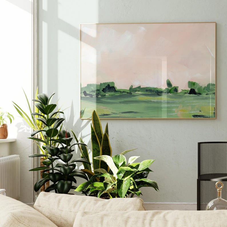 Rosé Sky Landscape Print: Modern Minimalist Art image 1