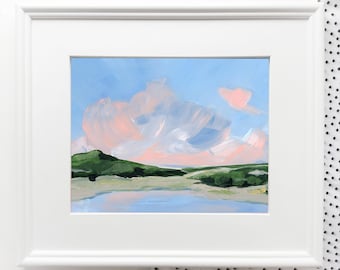 Dipinto di paesaggio costiero Dune Glow: arte costiera incorniciata (14 x 16")