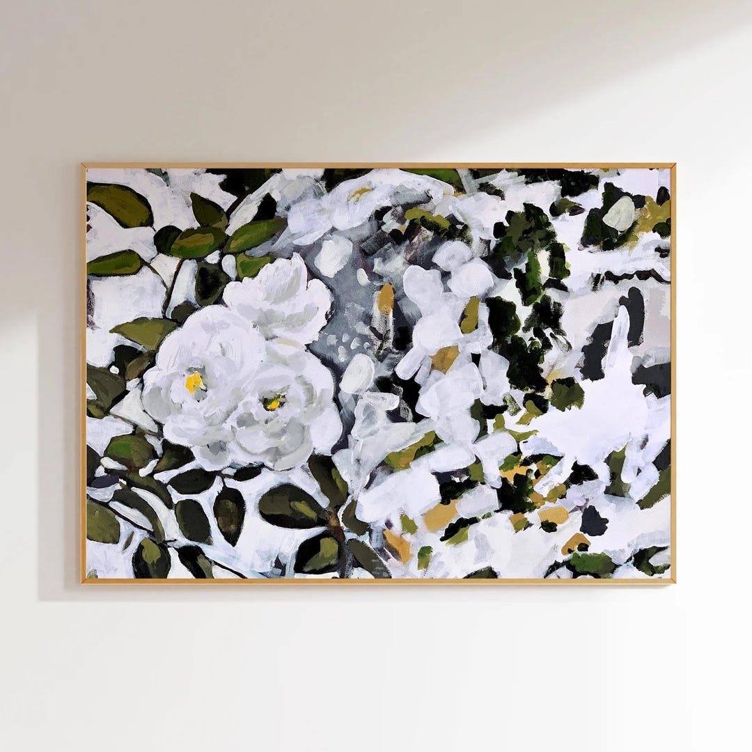 White Magnolia Flower Art Print: Modern Farmhouse Botanical Wall Decor ...
