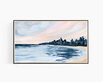 Samsung Frame TV Art, Coastal Landscape Painting, Samsung Art TV, Coastal Art, Beach Digital Download for Samsung Frame, Digital Download