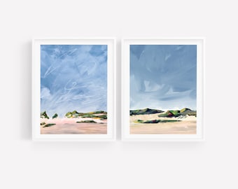 Beach Dunes Print Set of 2, Coastal Landscape Prints, Coastal Decor, Beach Decor, Cape Cod Art, Beach Painting, Coastal Dunes