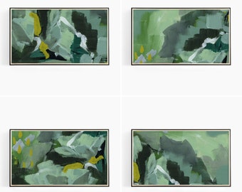 Samsung Frame TV Art Bundle, 4 Abstract Paintings, Art for Samsung TV, Green Digital Download for Samsung, Digital Download, Green Aesthetic