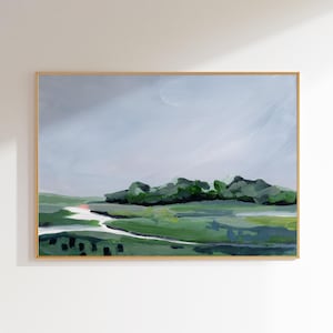 Foggy Salt Marsh print, Coastal wall art, marsh painting, coastal decor, coastal art print, modern beach print, beach art, marsh painting