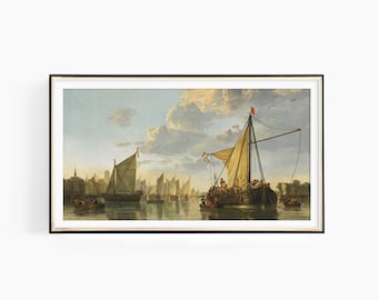 Samsung Frame TV Art, The Maas at Dordrecht, Classic Painting, Samsung Art TV, Seascape Painting, Digital Download for Samsung Frame