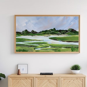 Samsung Frame TV Art, Coastal Landscape Painting, Samsung Art TV, Coastal Art, Ocean Marsh Digital Download for Samsung Frame, Maine
