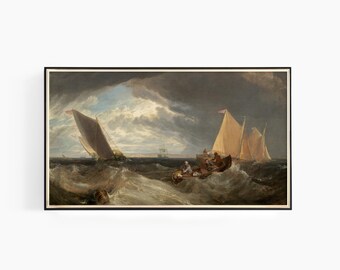 Samsung Frame TV Art, Thames and the Medway, Classic Painting, Samsung Art TV, Seascape Painting, Digital Download for Samsung Frame