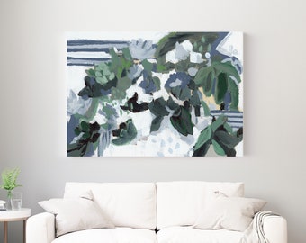 St George's on Canvas Wrap, Modern Abstract gallery wrapped canvas, Minimalist wall art, blue and white art, bermuda art