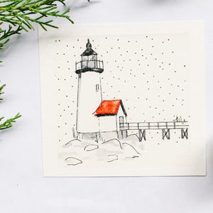 Annisquam Lighthouse, Gloucester, Cape Ann, Massachusetts art print from watercolor painting, lighthouse, Coastal art, coastal decor