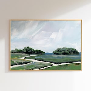 Salt Marsh print, Coastal wall art, marsh painting, green painting, coastal decor, coastal art print, modern beach print, beach wall art