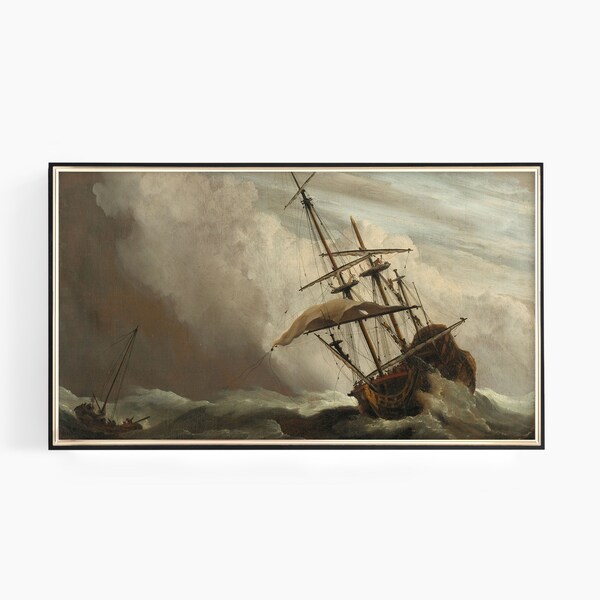 Samsung Frame TV Art, The Gust, Classic Painting, Samsung Art TV, Seascape Painting, Digital Download for Samsung Frame