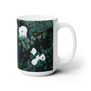 Tasse florale, tasse en céramique florale noire, cuisine moderne, cadeau de cuisine, cadeau de pendaison de crémaillère, tasse botanique image 4