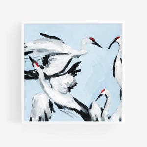 Sandhill Crane Painting: Modern Bird Art Print, Light Blue Decor image 6