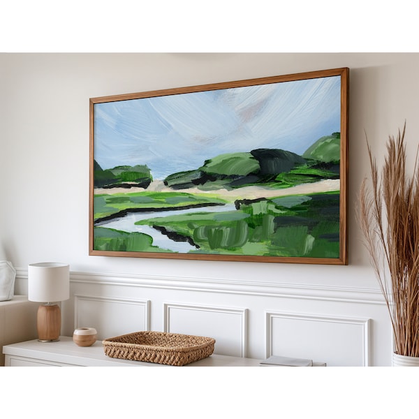 Samsung Frame TV Art, Coastal Landscape Art, Samsung Art TV, Salt Marsh Painting, Digital Download for Samsung Frame, Digital Download