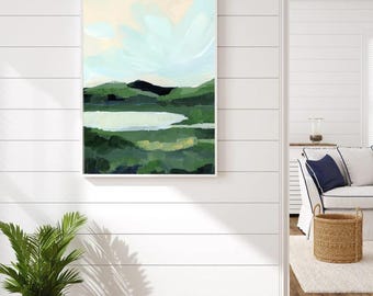 Estampa de paisaje del Valle de los Melocotones: Arte impresionista abstracto