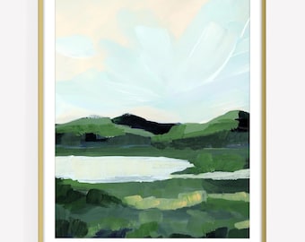 Impressão da paisagem de Peach Valley: Arte abstrata impressionista