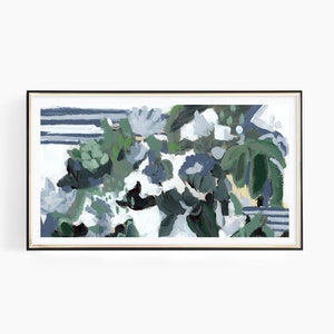 Samsung Frame TV Art, Blue and White Abstract Painting, Samsung Art TV, Abstract Art, Digital Download for Samsung Frame, Digital Download image 1