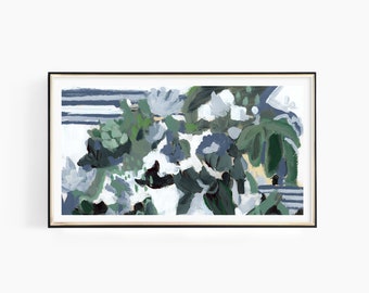 Samsung Frame TV Art, Blue and White Abstract Painting, Samsung Art TV, Abstract Art, Digital Download for Samsung Frame, Digital Download