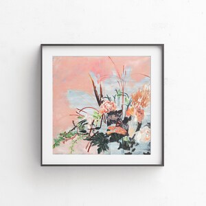 Floral wall art print, pink flower painting, girls room decor, living room wall art, spring decor, coastal farmhouse, pink nursery wall art image 2